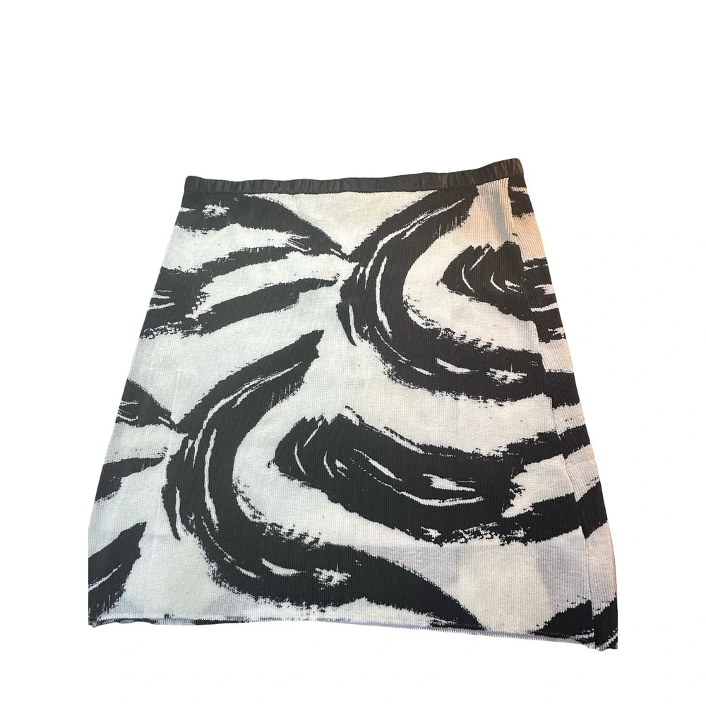 Ming Wang Black White Abstract Brushstroke Pleated Knit Pencil Skirt Plus 3X NWT